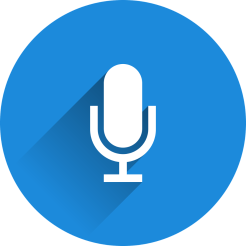 A microphone on a blue background