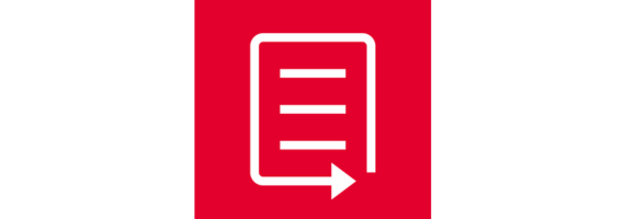 The PREreview logo featuring an icon of a scientific paper with an arrow in white on a red background