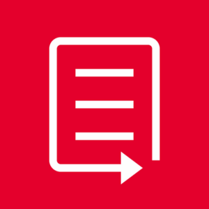 PREreview logo of a white document with an arrow on a red background