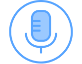 A blue microphone icon