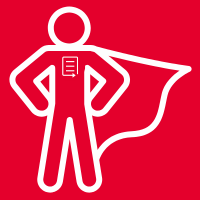 Person standing heroically with a cape and PREreview logo on their chest.